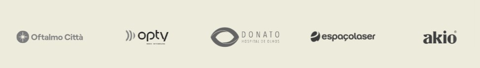 Logos das clínicas e marcas que a Wecon ajuda a crescer - Opty, Donato Hospital de Olhos, e outras marcas de referência no segmento de saúde